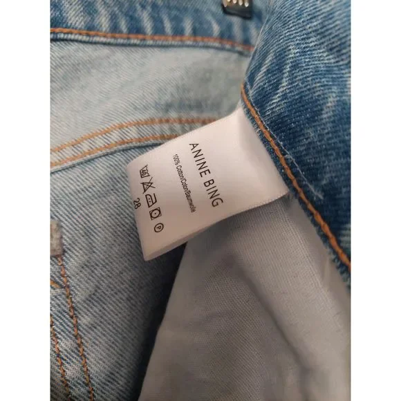 Anine Bing Sonya Jean Destructed Classic Blue, Size 28 (10) - Picture 9 of 10